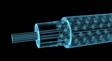 Television Cable (3D X-ray Blue Transparent Isolated On Black)