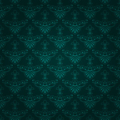  Seamless dark green vintage wallpaper design