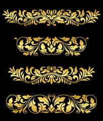 Wall Mural - Retro gold floral elements and embellishments