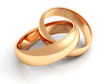 Gold Wedding Rings On White