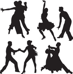 dance people silhouette vector