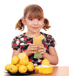 beautiful little girl drink lemonade