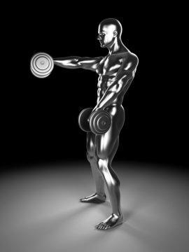 3d rendered illustration - metal shoulder workout