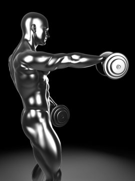 3d rendered illustration - metal shoulder workout