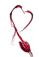 Poster - Red wine heart, isolated on white background