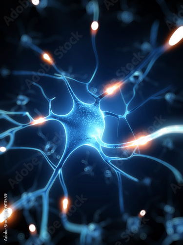 Nowoczesny obraz na płótnie Komórki nerwowe w 3d