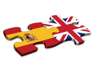 Wall Mural - Spanish & UK Flags (Spain English languages translation jigsaw)