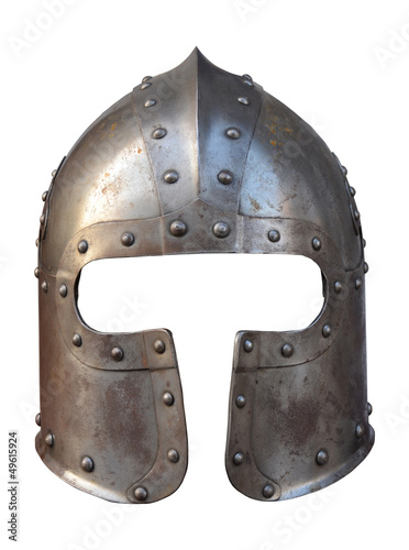 Fotomural Helmet Of A Medieval Suit Of Armour On A White Background