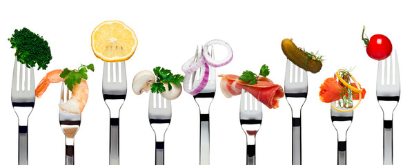 food on forks