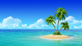 Fototapeta Fototapety z widokami - Desert tropical island with palm trees.