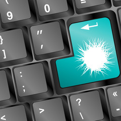 Poster - abstract white sun icon on computer keyboard