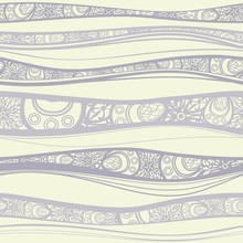 Seamless Pattern With Decorated Waves. Vector.