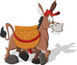 Cartoon donkey carrying a large basket