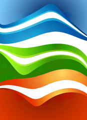 Wall Mural - abstract vector three colorful wave technology design