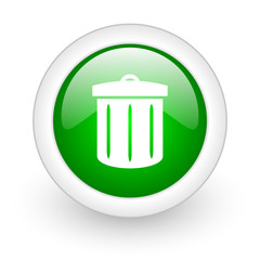 Poster - recycle green circle glossy web icon on white background