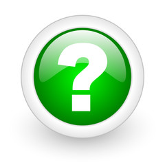Poster - question mark green circle glossy web icon on white background
