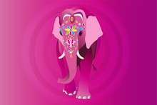 Illustration Of An Indian Pink Elephant
