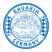 Stamp With The Castle And Words Bavaria, Germany, Vector