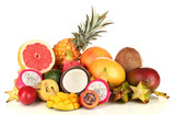 Composition of exotic fruits isolated on white
