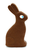 Single Generic Chocolate Easter Bunny Over White