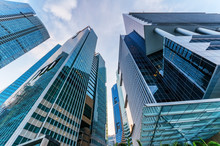 Skyscrapers In Financial District Of Singapore