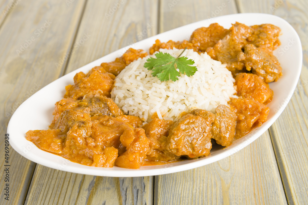 Lamb & sweet potato peanut stew & rice. Caribbean & African food