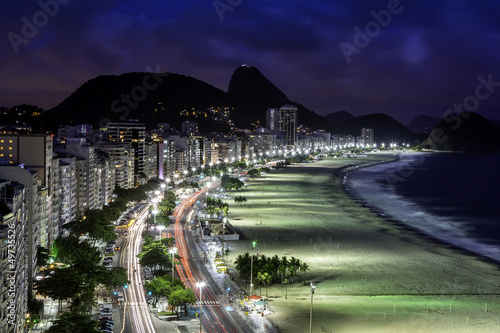 Naklejka na szybę Copacabana Beach at night, Rio de Janeiro, Brazil