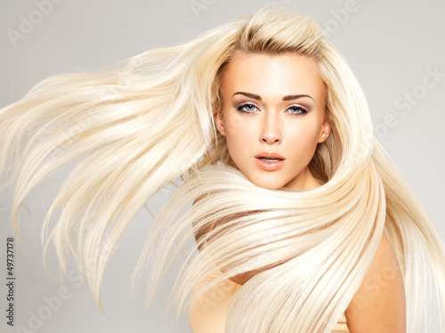 Fotografie, Tablou Blond woman with long straight hair
