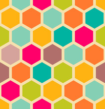 Retro Geometric Seamless Pattern With Hexagons
