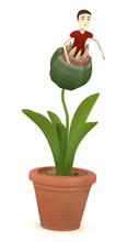 3d Render Of Cartoon Character Eaten By Carnivorous Plant