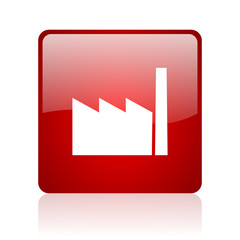 Poster - industry red square glossy web icon on white background