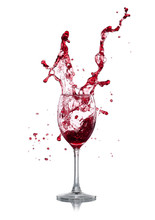 Red Wine Splash Over White Background