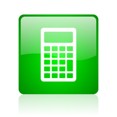 Poster - calculator green square web icon on white background