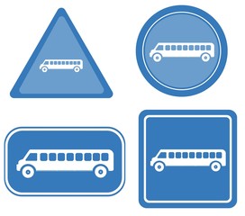 Sticker - Bus dans un panneau bleu