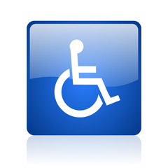 Poster - accessibility blue square glossy web icon on white background