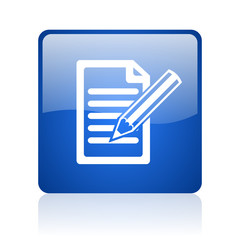 Poster - subscribe blue square glossy web icon on white background