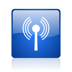Poster - wifi blue square glossy web icon on white background