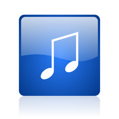 Aufkleber - music blue square glossy web icon on white background