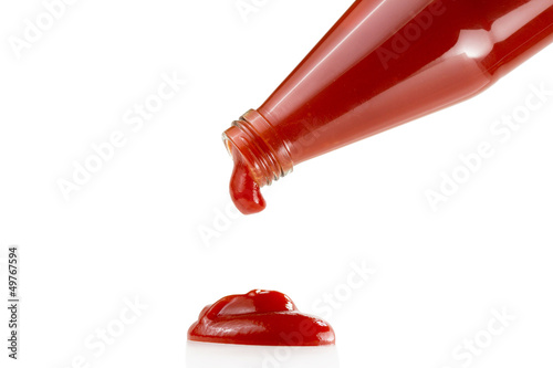 Cuadros en Lienzo Tomato ketchup falling from bottle