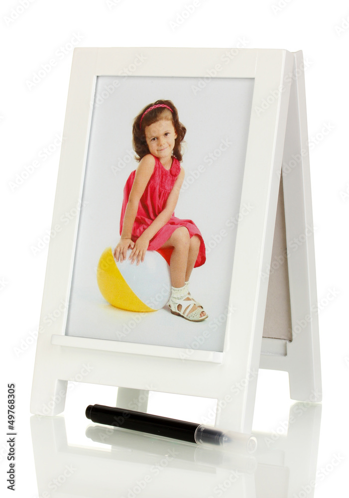 White photo frame as easel isolated on white