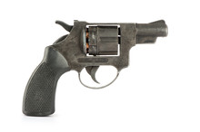 Black Revolver Gun Isolated On White Background