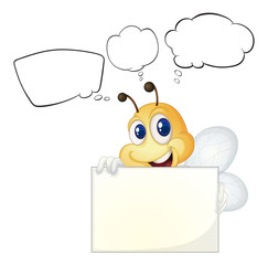 Poster - A bee holding a white board