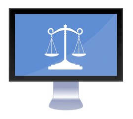 Poster - Balance de la Justice dans un écran de télévision