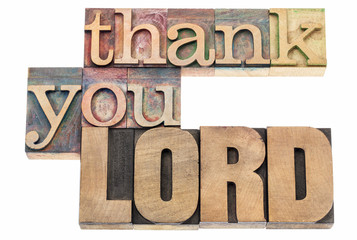 Wall Mural - thank you lord in wood type