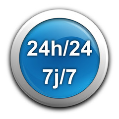 Sticker - 24 heures sur 24 7 sur 7 sur bouton bleu