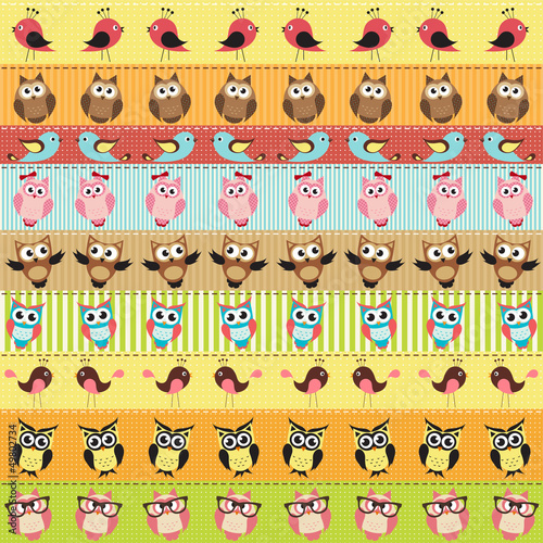 Fototapeta dla dzieci Background with birds and owls