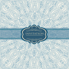 Beautiful Blue Invitation Card Vector