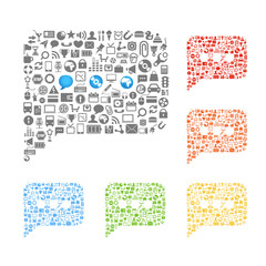 Fototapete - abstract talking clouds of web icons collection