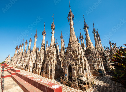 Fotografie, Obraz Stupas in the Kakku Pagoda Complex in Myanmar