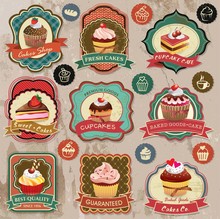 Collection Of Vintage Retro Various Cupcakes Elements
